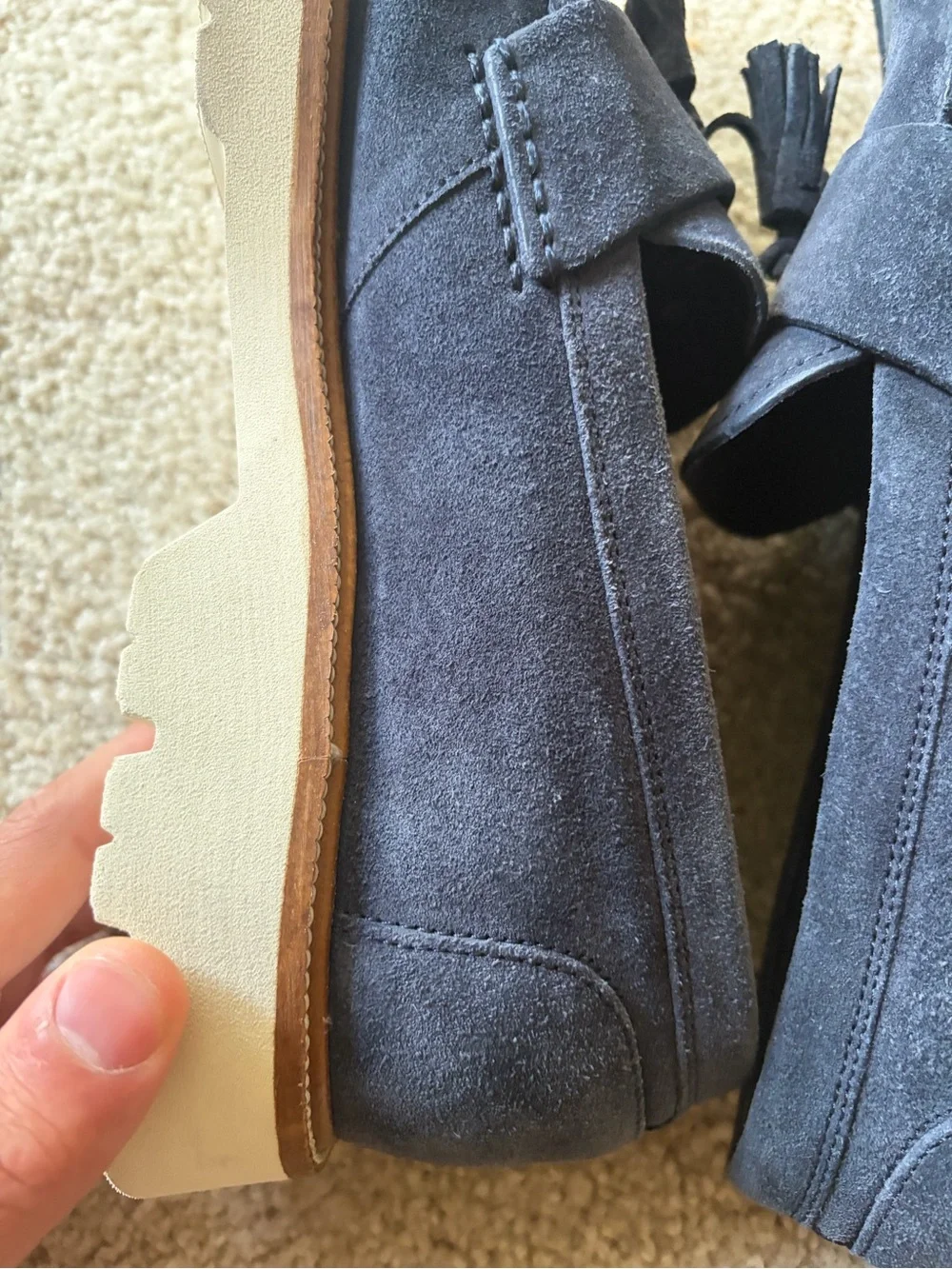 Cole haan American classic man made leather blue suede tassels loafers size 10